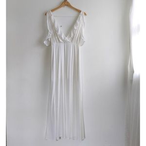 Selfie Leslie Flutter Off Shoulder White Dress with Asymmetrical Hem